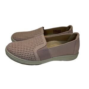 Earth Origins Elin Pale Pink Cut Out Leather Slip On Sneakers Size 6 Comfort